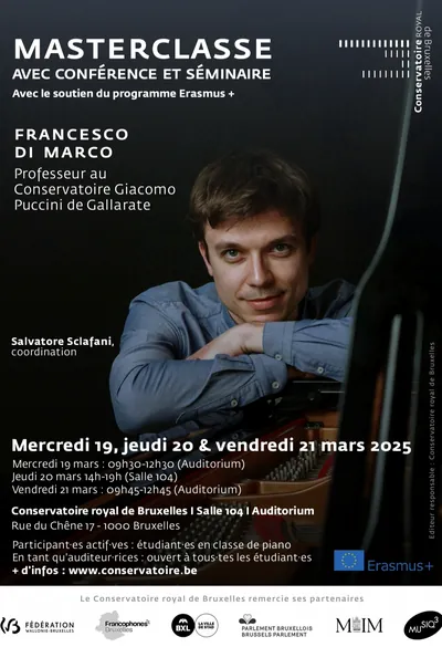 La locandina: Masterclass, seminario e concerto presso il Conservatoire royal de Bruxelles